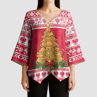 Poland Christmas Kimono Sleeve Blouse Oh Pierogi Tree - Wonder Print Shop
