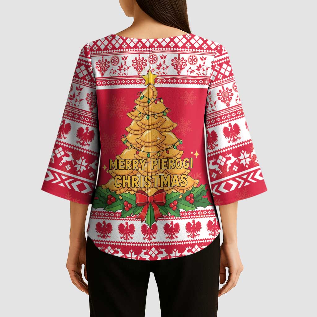 Poland Christmas Kimono Sleeve Blouse Oh Pierogi Tree - Wonder Print Shop