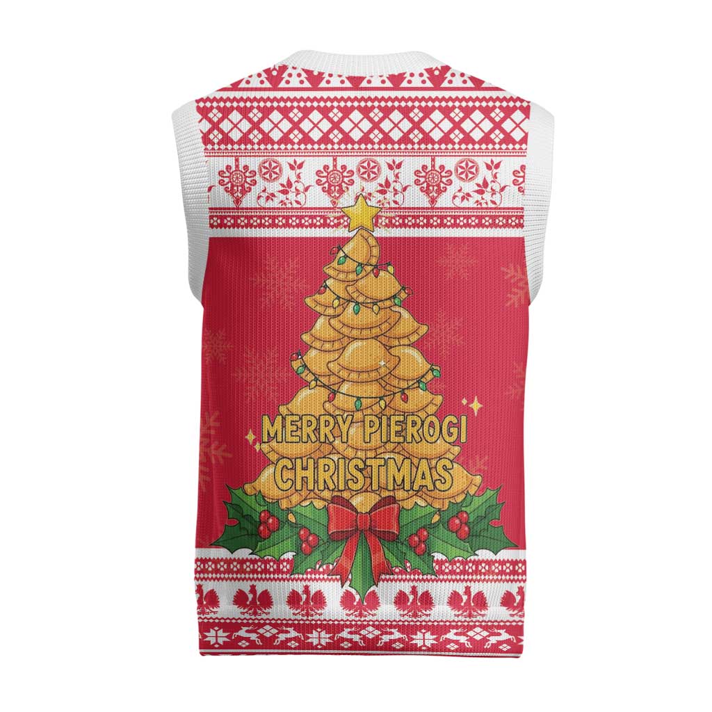 Poland Christmas Knitted V-Neck Vest Oh Pierogi Tree - Wonder Print Shop