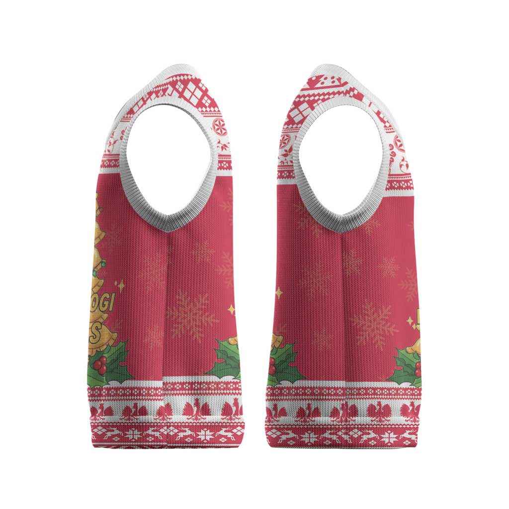 Poland Christmas Knitted V-Neck Vest Oh Pierogi Tree - Wonder Print Shop