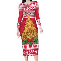 Poland Christmas Long Sleeve Bodycon Dress Oh Pierogi Tree - Wonder Print Shop