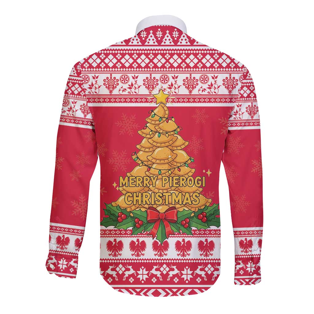 Poland Christmas Long Sleeve Button Shirt Oh Pierogi Tree - Wonder Print Shop