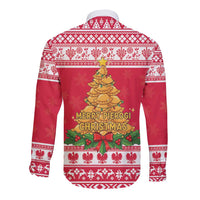 Poland Christmas Long Sleeve Button Shirt Oh Pierogi Tree - Wonder Print Shop