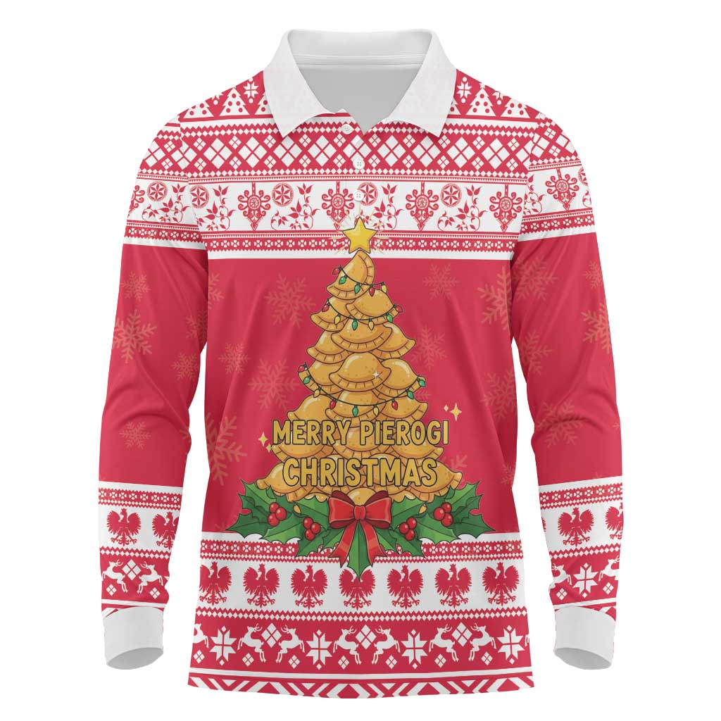 Poland Christmas Long Sleeve Polo Shirt Oh Pierogi Tree - Wonder Print Shop