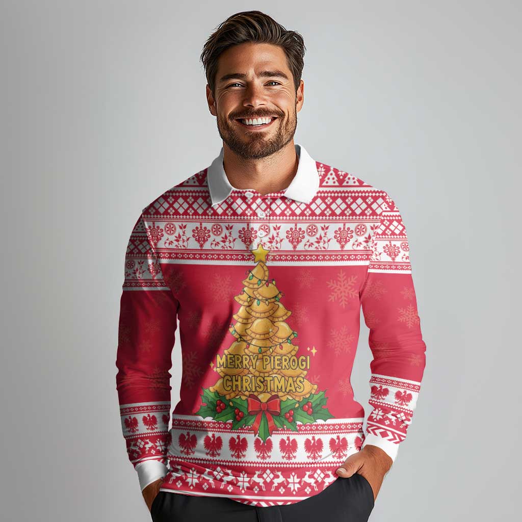 Poland Christmas Long Sleeve Polo Shirt Oh Pierogi Tree - Wonder Print Shop