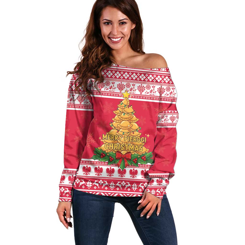 Poland Christmas Off Shoulder Sweater Oh Pierogi Tree - Wonder Print Shop
