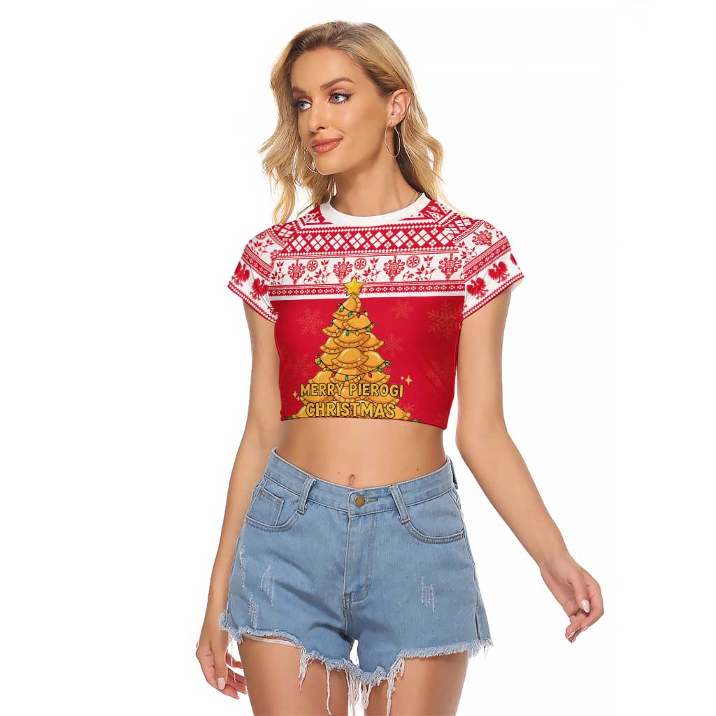 Poland Christmas Raglan Cropped T Shirt Oh Pierogi Tree - Wonder Print Shop
