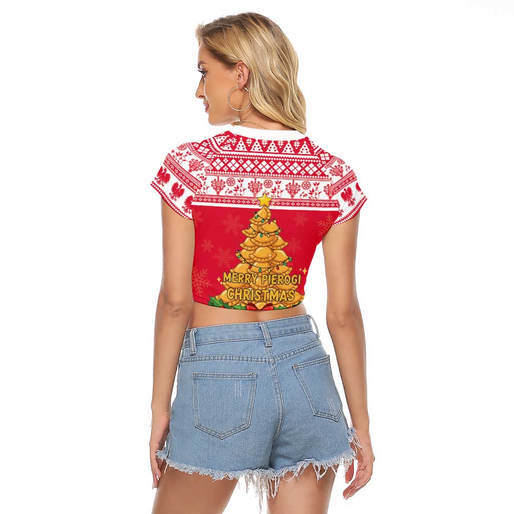 Poland Christmas Raglan Cropped T Shirt Oh Pierogi Tree - Wonder Print Shop