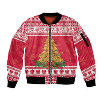 Poland Christmas Sleeve Zip Bomber Jacket Oh Pierogi Tree - Wonder Print Shop