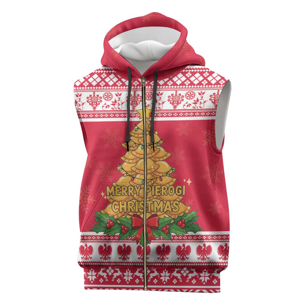 Poland Christmas Sleeveless Zip Hoodie Oh Pierogi Tree - Wonder Print Shop