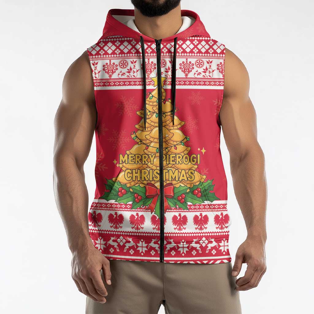 Poland Christmas Sleeveless Zip Hoodie Oh Pierogi Tree - Wonder Print Shop