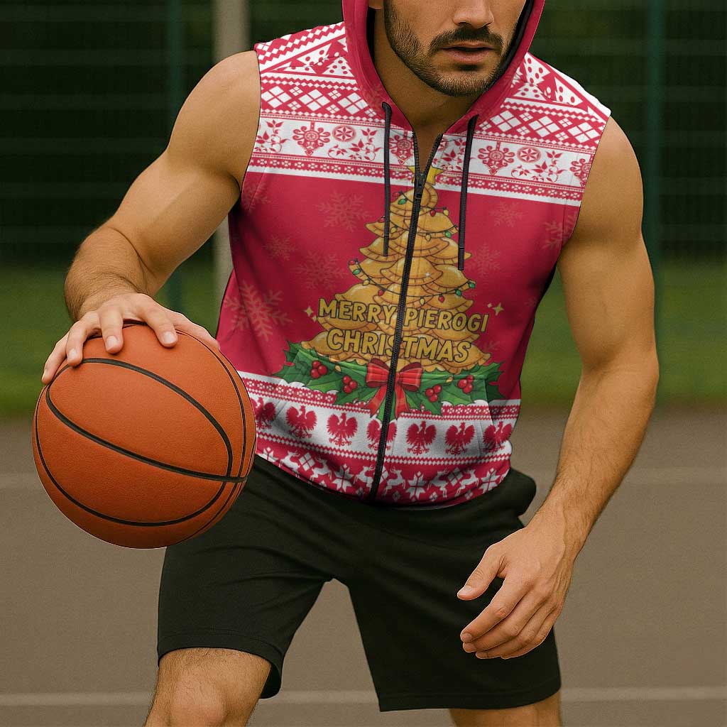 Poland Christmas Sleeveless Zip Hoodie Oh Pierogi Tree - Wonder Print Shop
