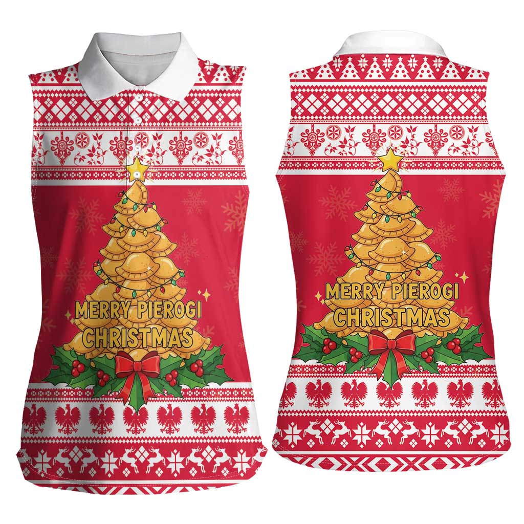 Poland Christmas Women Sleeveless Polo Shirt Oh Pierogi Tree - Wonder Print Shop