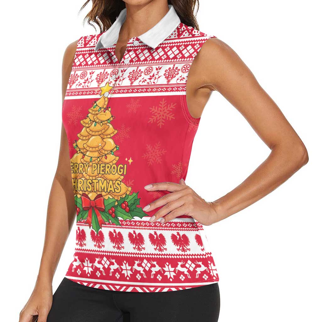 Poland Christmas Women Sleeveless Polo Shirt Oh Pierogi Tree - Wonder Print Shop