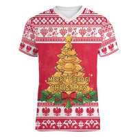 Poland Christmas Women V-Neck T-Shirt Oh Pierogi Tree - Wonder Print Shop