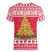 Poland Christmas Women V-Neck T-Shirt Oh Pierogi Tree - Wonder Print Shop
