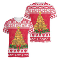 Poland Christmas Women V-Neck T-Shirt Oh Pierogi Tree - Wonder Print Shop