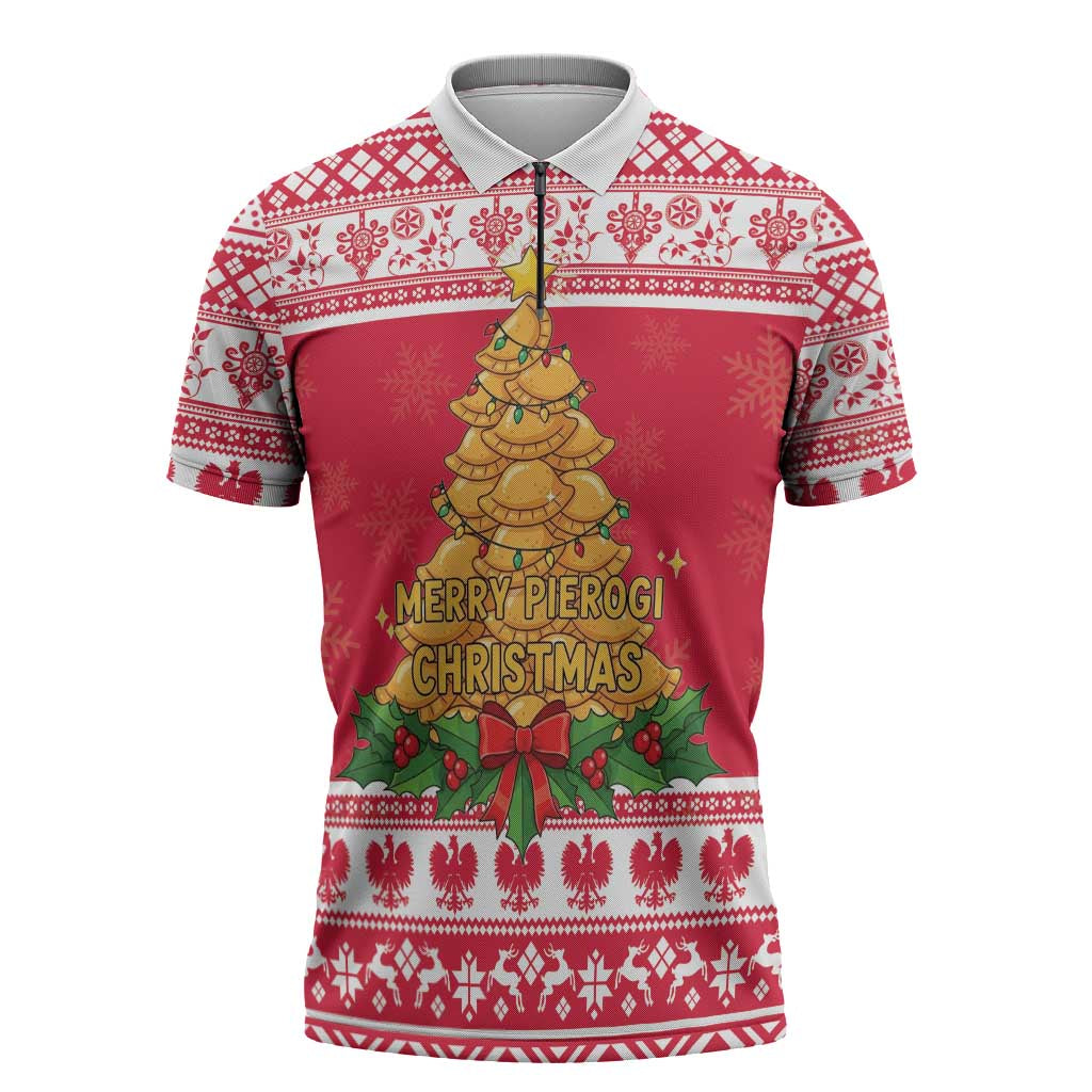 Poland Christmas Zipper Polo Shirt Oh Pierogi Tree - Wonder Print Shop