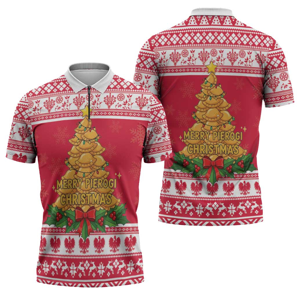 Poland Christmas Zipper Polo Shirt Oh Pierogi Tree - Wonder Print Shop