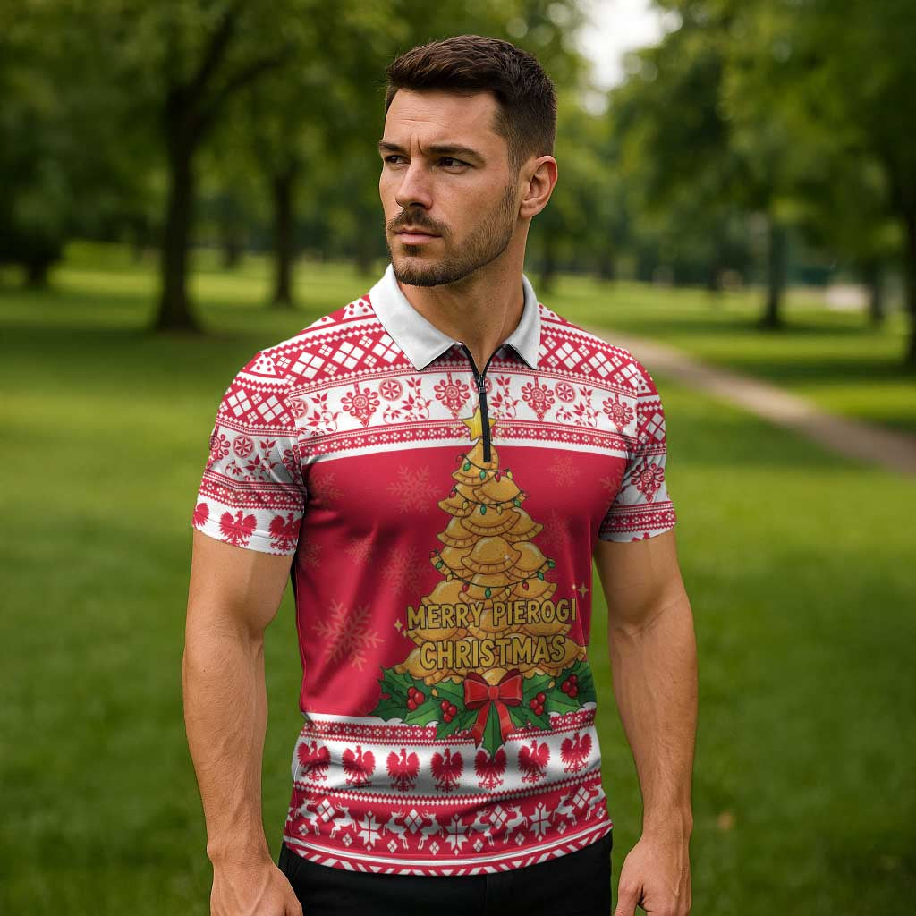 Poland Christmas Zipper Polo Shirt Oh Pierogi Tree - Wonder Print Shop