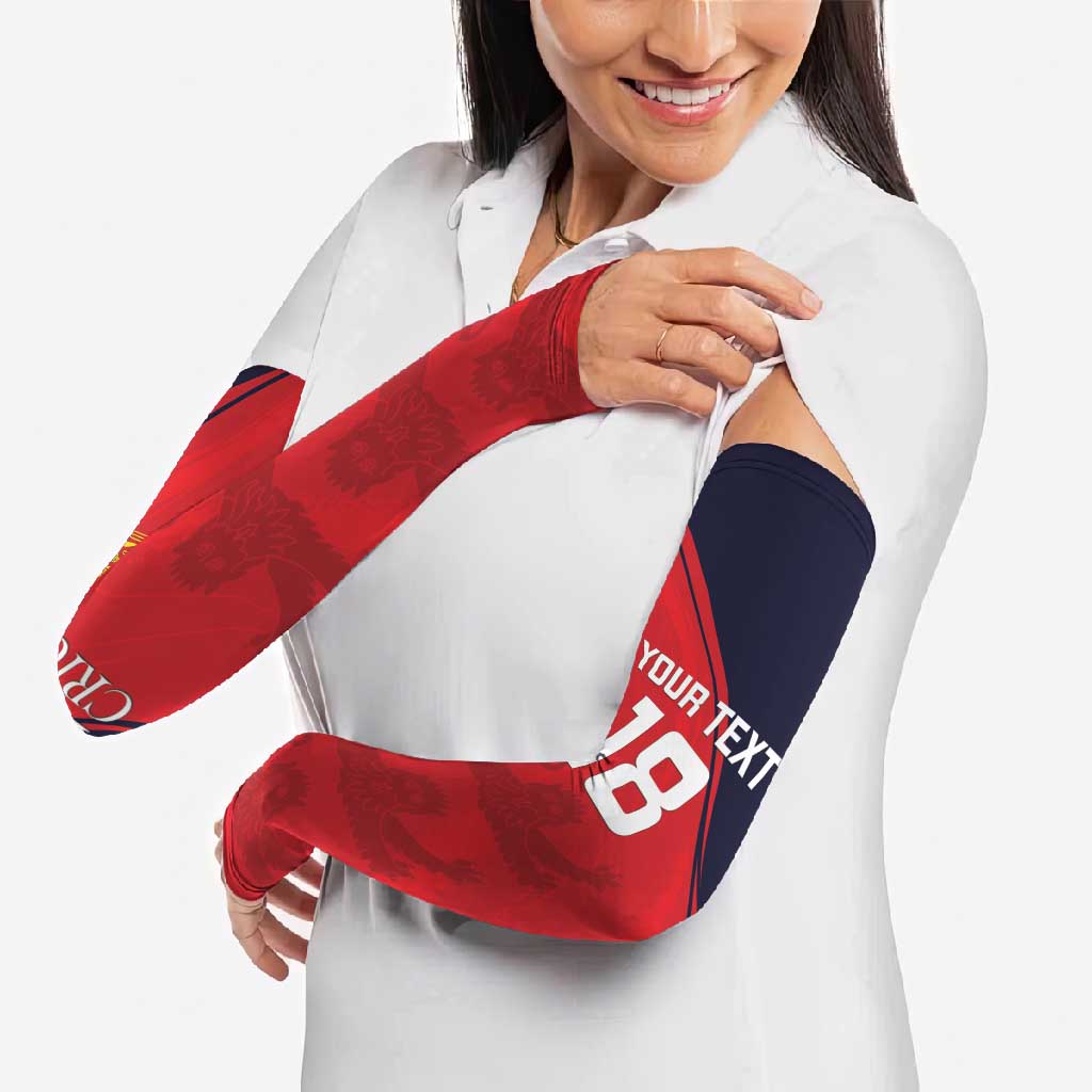 Custom Bailiwick of Jersey Cricket Arm Sleeves Jer Lions Champion Red Version - Wonder Print Shop