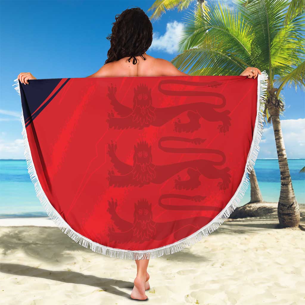 Custom Bailiwick of Jersey Cricket Beach Blanket Jer Lions Champion Red Version - Wonder Print Shop