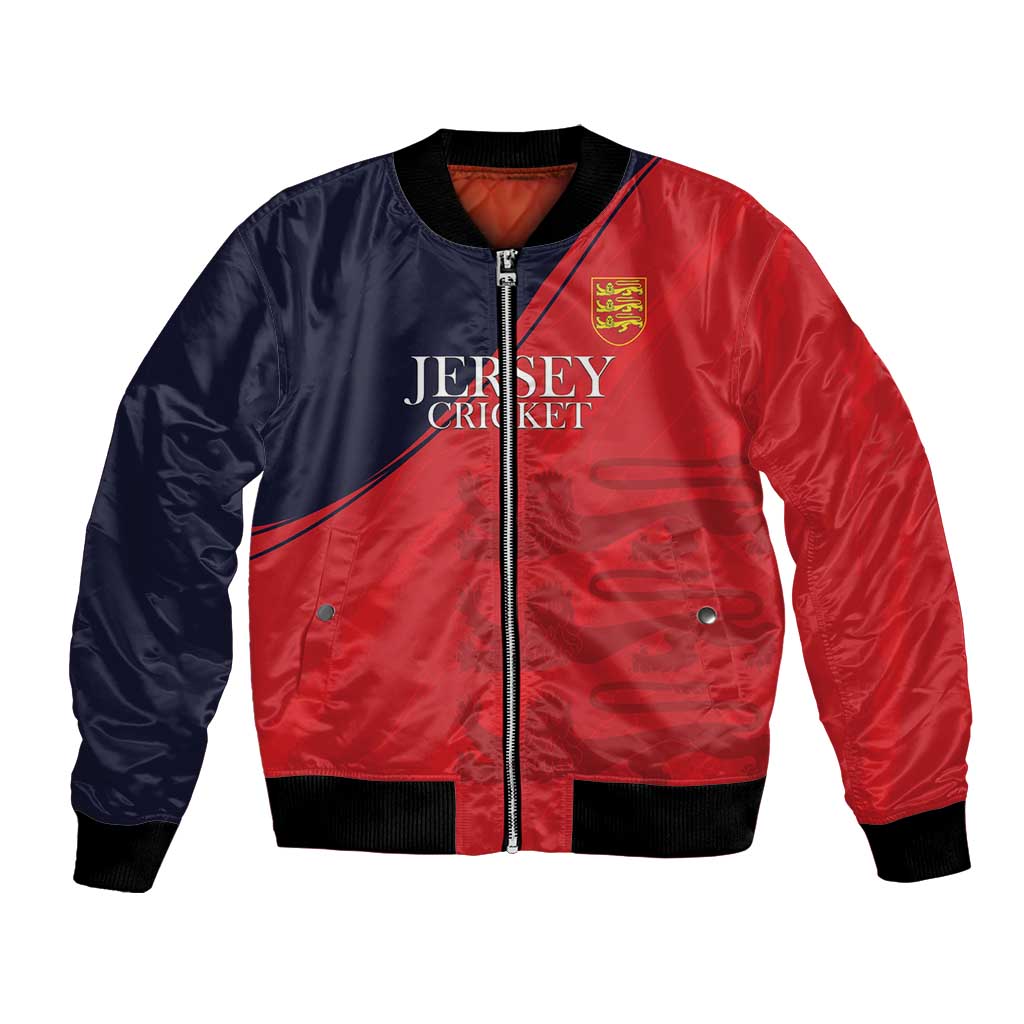 Custom Bailiwick of Jersey Cricket Bomber Jacket Jer Lions Champion Red Version - Wonder Print Shop