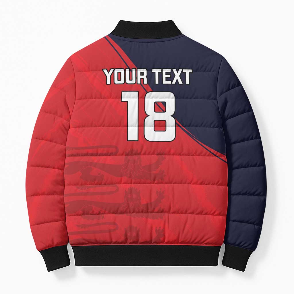 Custom Bailiwick of Jersey Cricket Bomber Puffer Jacket Jer Lions Champion Red Version - Wonder Print Shop
