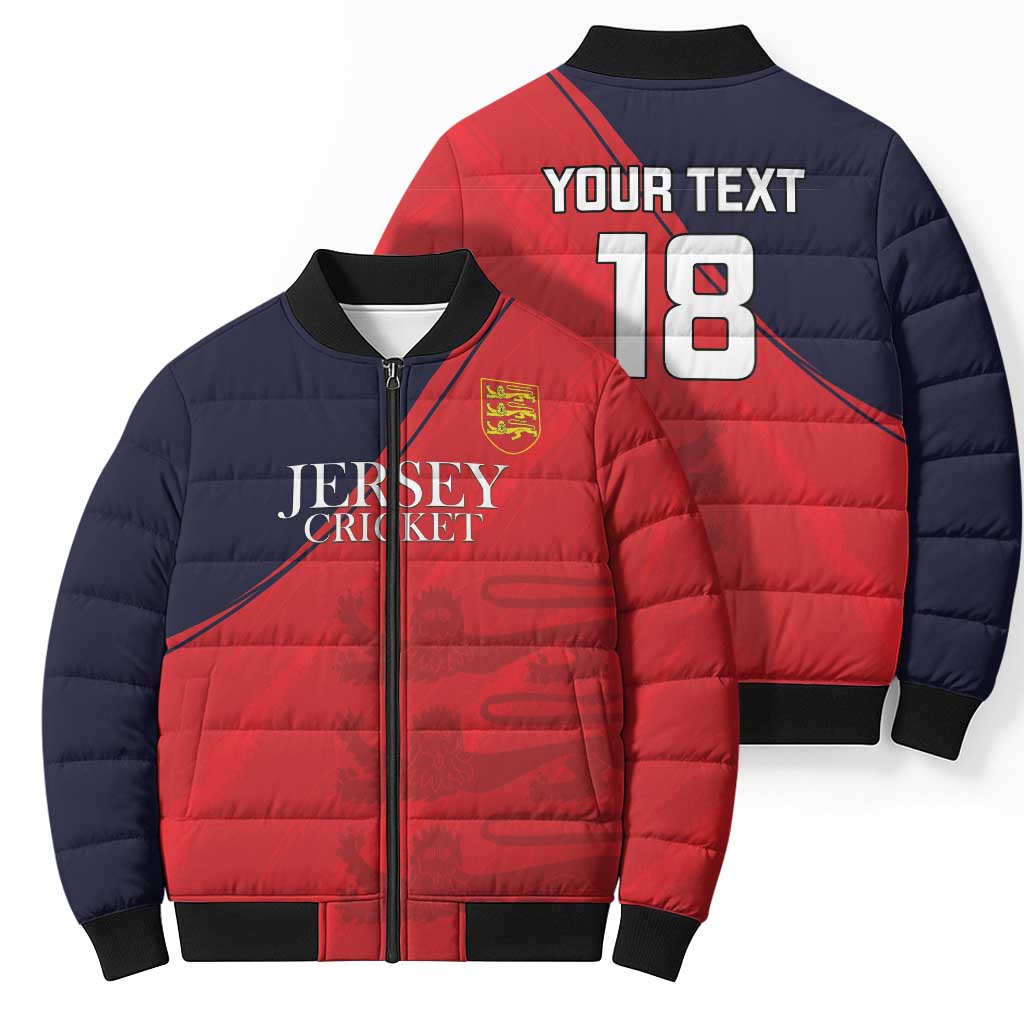 Custom Bailiwick of Jersey Cricket Bomber Puffer Jacket Jer Lions Champion Red Version - Wonder Print Shop