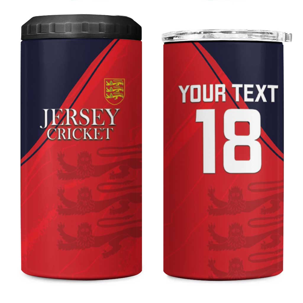 Custom Bailiwick of Jersey Cricket 4 in 1 Can Cooler Tumbler Jer Lions Champion Red Version - Wonder Print Shop