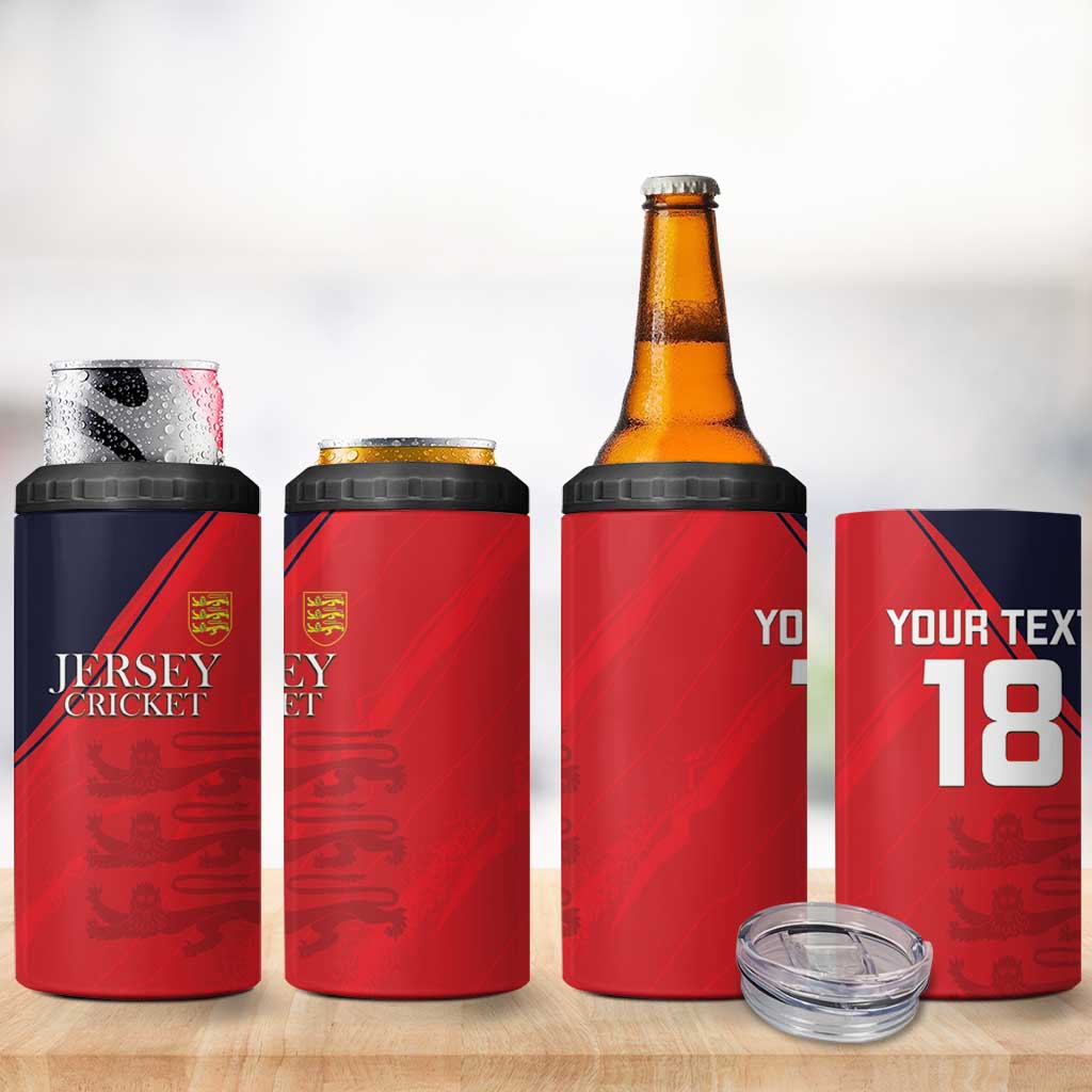 Custom Bailiwick of Jersey Cricket 4 in 1 Can Cooler Tumbler Jer Lions Champion Red Version - Wonder Print Shop