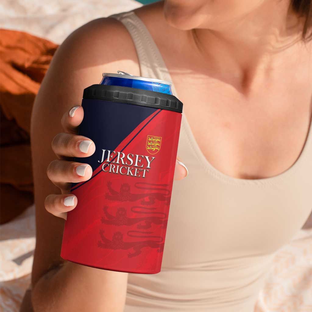 Custom Bailiwick of Jersey Cricket 4 in 1 Can Cooler Tumbler Jer Lions Champion Red Version - Wonder Print Shop