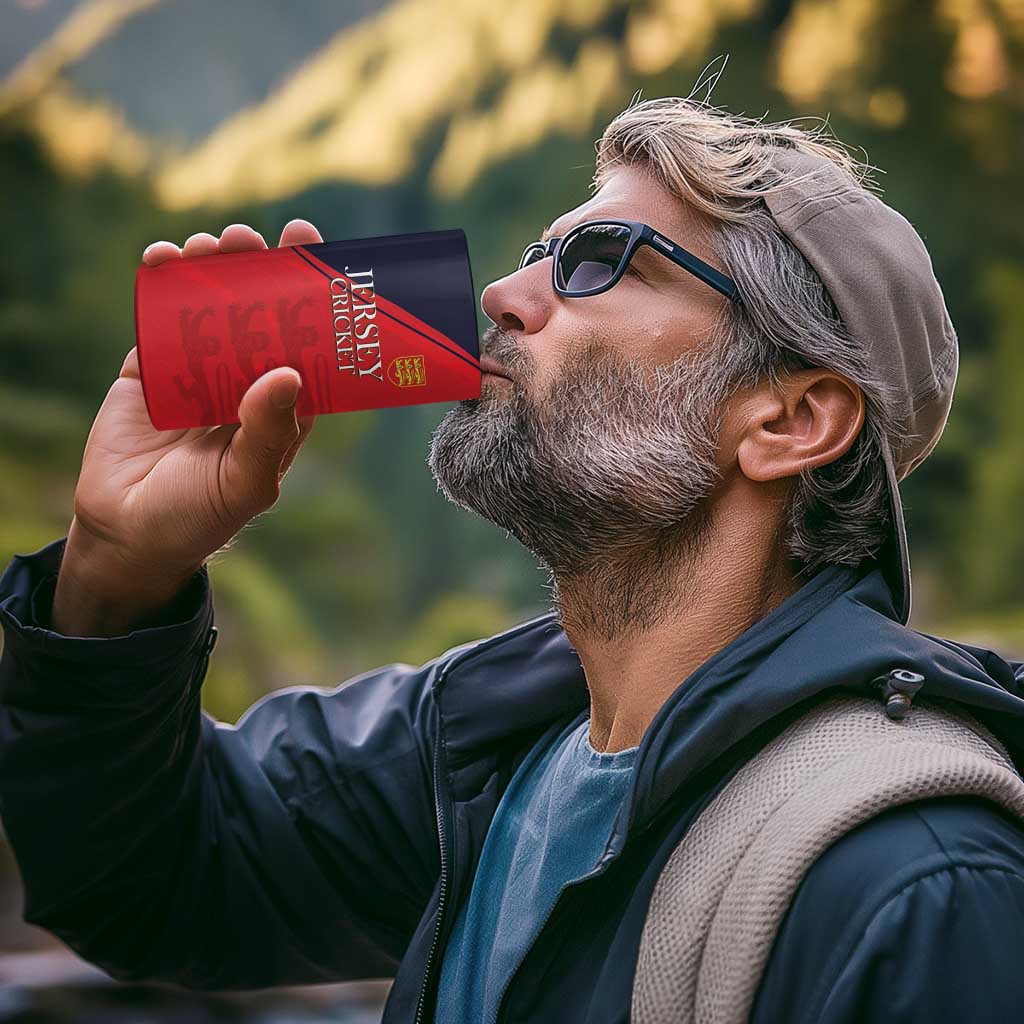 Custom Bailiwick of Jersey Cricket 4 in 1 Can Cooler Tumbler Jer Lions Champion Red Version - Wonder Print Shop