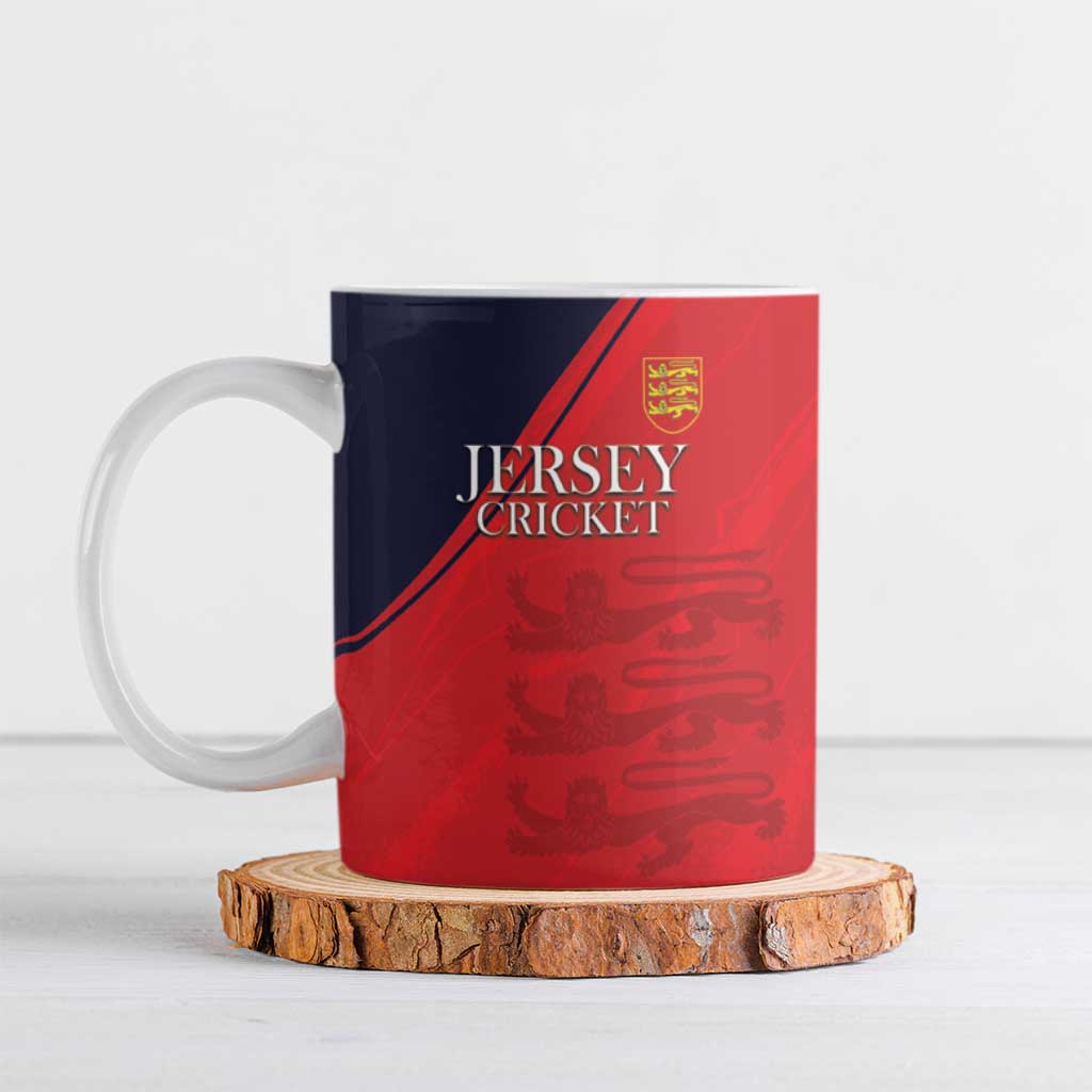 Custom Bailiwick of Jersey Cricket Ceramic Mug Jer Lions Champion Red Version - Wonder Print Shop