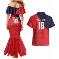 Custom Bailiwick of Jersey Cricket Couples Matching Mermaid Dress and Hawaiian Shirt Jer Lions Champion Red Version - Wonder Print Shop