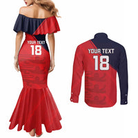 Custom Bailiwick of Jersey Cricket Couples Matching Mermaid Dress and Long Sleeve Button Shirt Jer Lions Champion Red Version - Wonder Print Shop