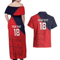 Custom Bailiwick of Jersey Cricket Couples Matching Off Shoulder Maxi Dress and Hawaiian Shirt Jer Lions Champion Red Version - Wonder Print Shop