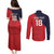 Custom Bailiwick of Jersey Cricket Couples Matching Puletasi and Long Sleeve Button Shirt Jer Lions Champion Red Version - Wonder Print Shop