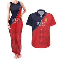 Custom Bailiwick of Jersey Cricket Couples Matching Tank Maxi Dress and Hawaiian Shirt Jer Lions Champion Red Version - Wonder Print Shop