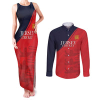 Custom Bailiwick of Jersey Cricket Couples Matching Tank Maxi Dress and Long Sleeve Button Shirt Jer Lions Champion Red Version - Wonder Print Shop