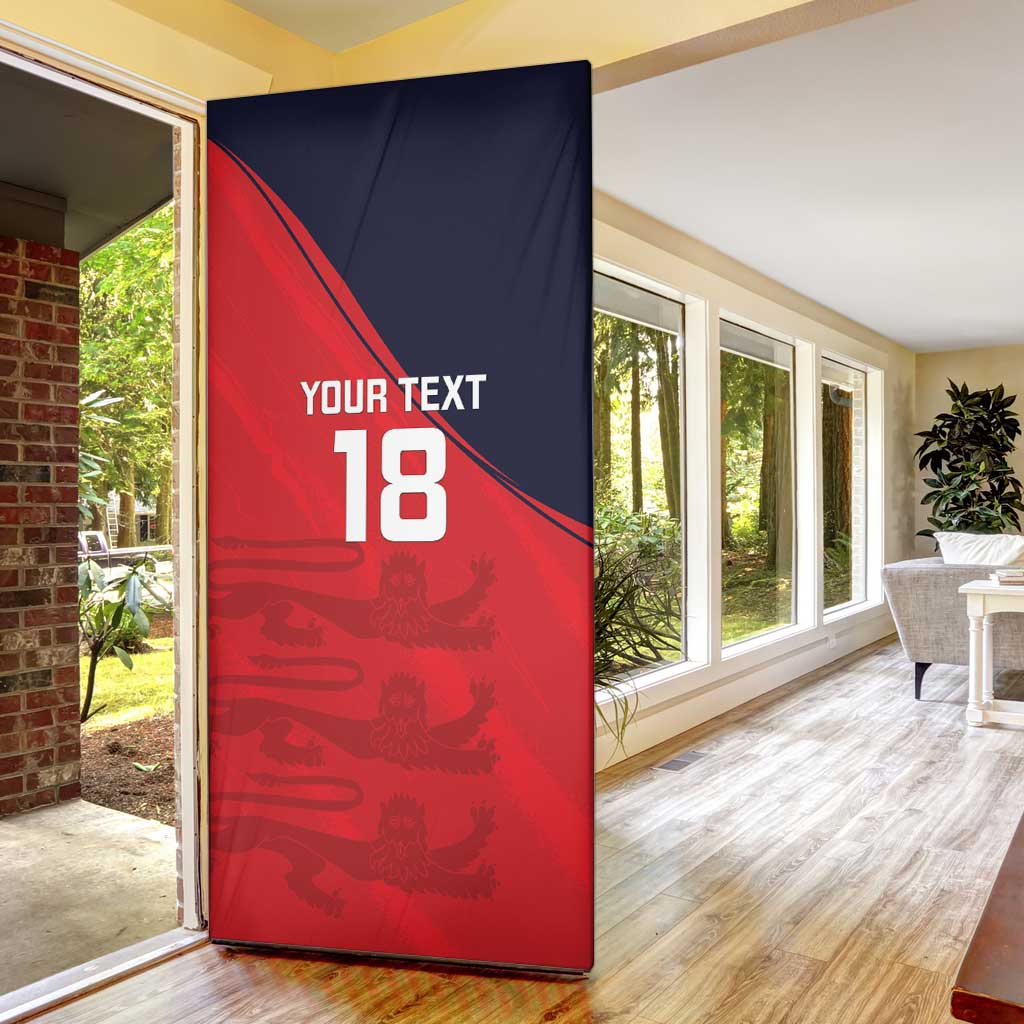 Custom Bailiwick of Jersey Cricket Door Cover Jer Lions Champion Red Version - Wonder Print Shop