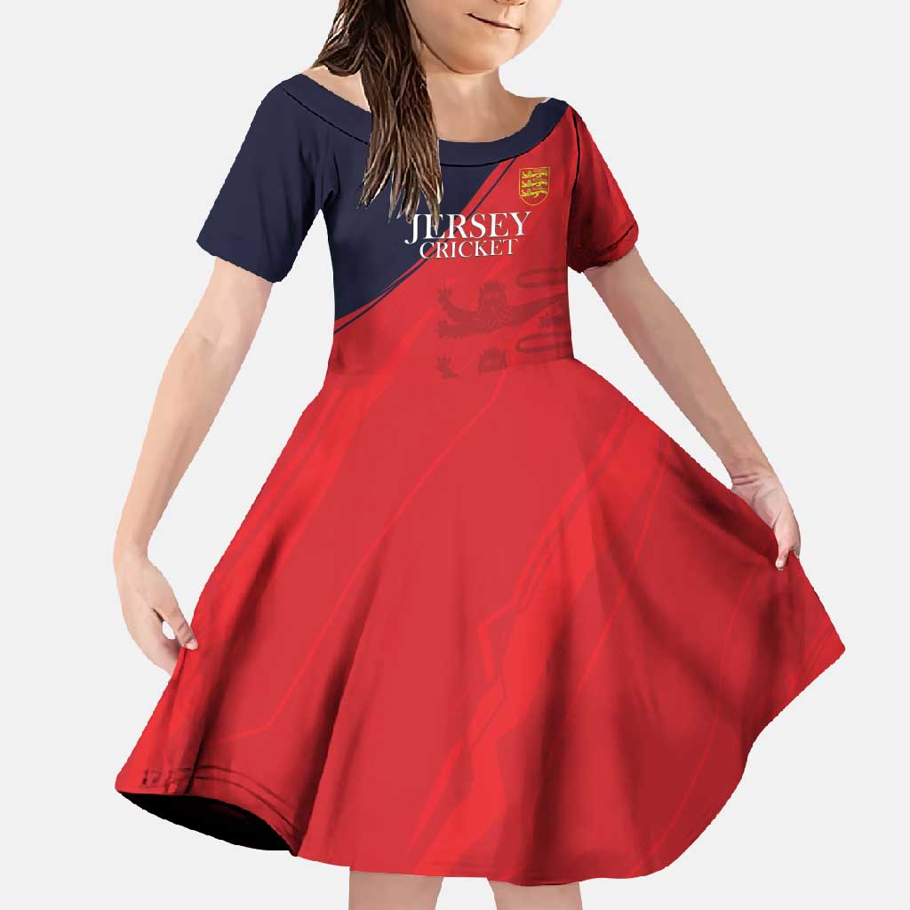 Custom Bailiwick of Jersey Cricket Family Matching Long Sleeve Bodycon Dress and Hawaiian Shirt Jer Lions Champion Red Version - Wonder Print Shop