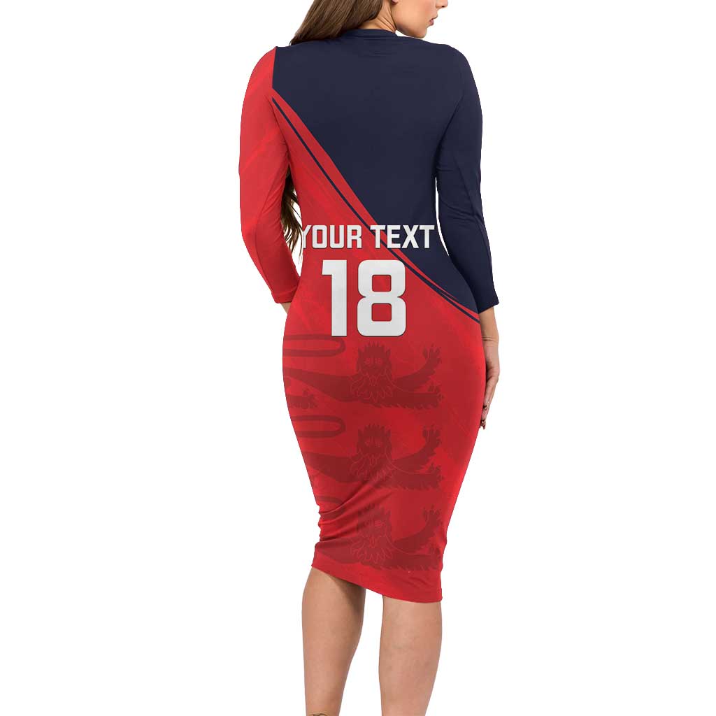 Custom Bailiwick of Jersey Cricket Family Matching Long Sleeve Bodycon Dress and Hawaiian Shirt Jer Lions Champion Red Version - Wonder Print Shop