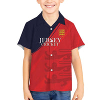 Custom Bailiwick of Jersey Cricket Family Matching Off The Shoulder Long Sleeve Dress and Hawaiian Shirt Jer Lions Champion Red Version - Wonder Print Shop