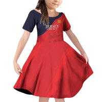 Custom Bailiwick of Jersey Cricket Family Matching Off Shoulder Short Dress and Hawaiian Shirt Jer Lions Champion Red Version - Wonder Print Shop