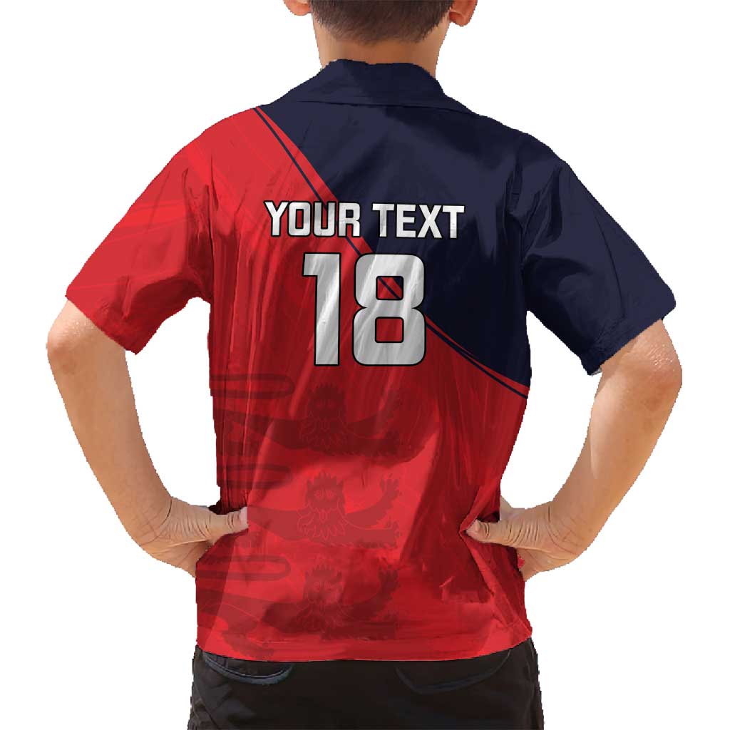 Custom Bailiwick of Jersey Cricket Family Matching Puletasi and Hawaiian Shirt Jer Lions Champion Red Version - Wonder Print Shop