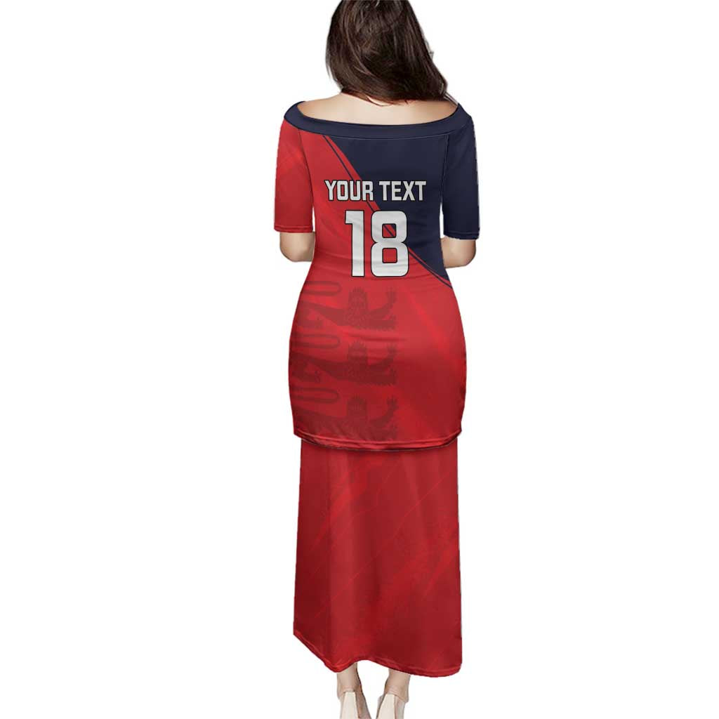 Custom Bailiwick of Jersey Cricket Family Matching Puletasi and Hawaiian Shirt Jer Lions Champion Red Version - Wonder Print Shop