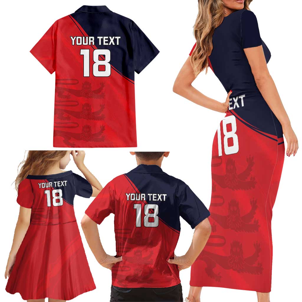 Custom Bailiwick of Jersey Cricket Family Matching Short Sleeve Bodycon Dress and Hawaiian Shirt Jer Lions Champion Red Version - Wonder Print Shop