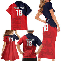 Custom Bailiwick of Jersey Cricket Family Matching Short Sleeve Bodycon Dress and Hawaiian Shirt Jer Lions Champion Red Version - Wonder Print Shop