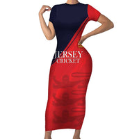 Custom Bailiwick of Jersey Cricket Family Matching Short Sleeve Bodycon Dress and Hawaiian Shirt Jer Lions Champion Red Version - Wonder Print Shop